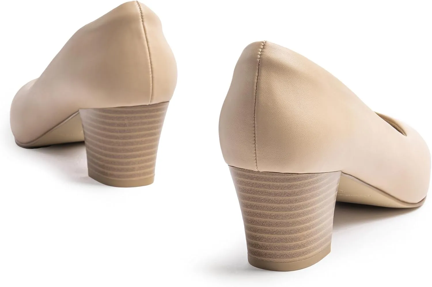 Heels for Women with Arch Support, Low Chunky Block Closed Toe Heels,Comfortable Pointed Toe Dress Office Slip on Pumps Shoes