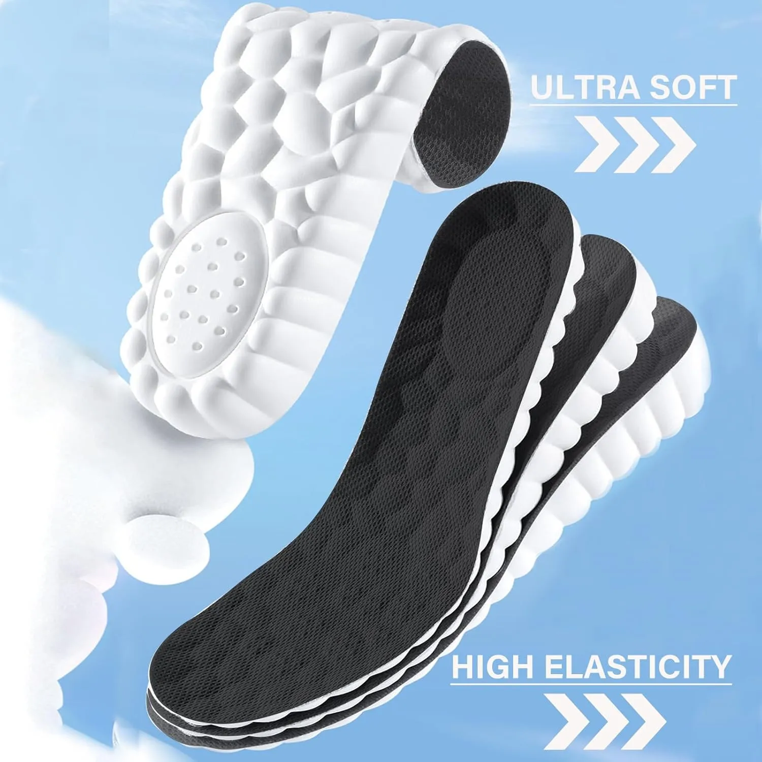 Height Increase Memory Foam Insoles for Men & Women - Taller Heel Lift Shoe Inserts with Breathable Cushioned Comfort for Sports Shoes, Work Boots | Trim to Fit (Black 3.5cm, 6-8.5 US Women)
