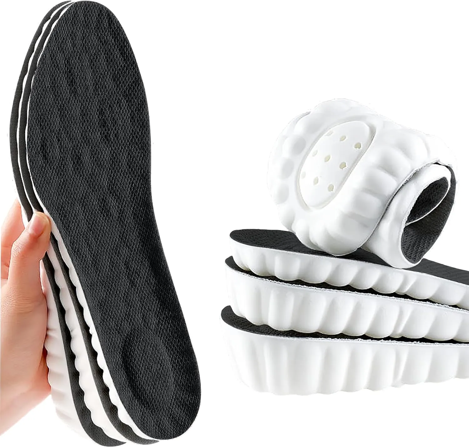 Height Increase Memory Foam Insoles for Men & Women - Taller Heel Lift Shoe Inserts with Breathable Cushioned Comfort for Sports Shoes, Work Boots | Trim to Fit (Black 3.5cm, 6-8.5 US Women)