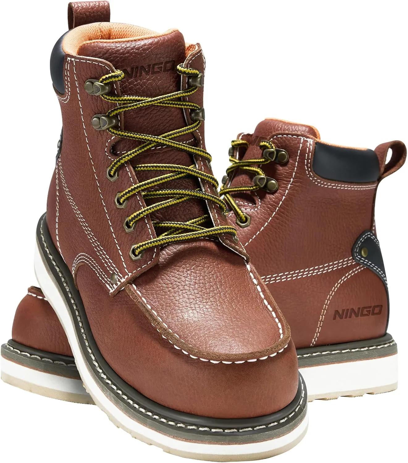 HISEA NINGO Work Boots for Men Steel/Soft Toe Boots, 6 Waterproof Slip Resistant Industrial & Construction Work Boots, Composite Toe Working Boots