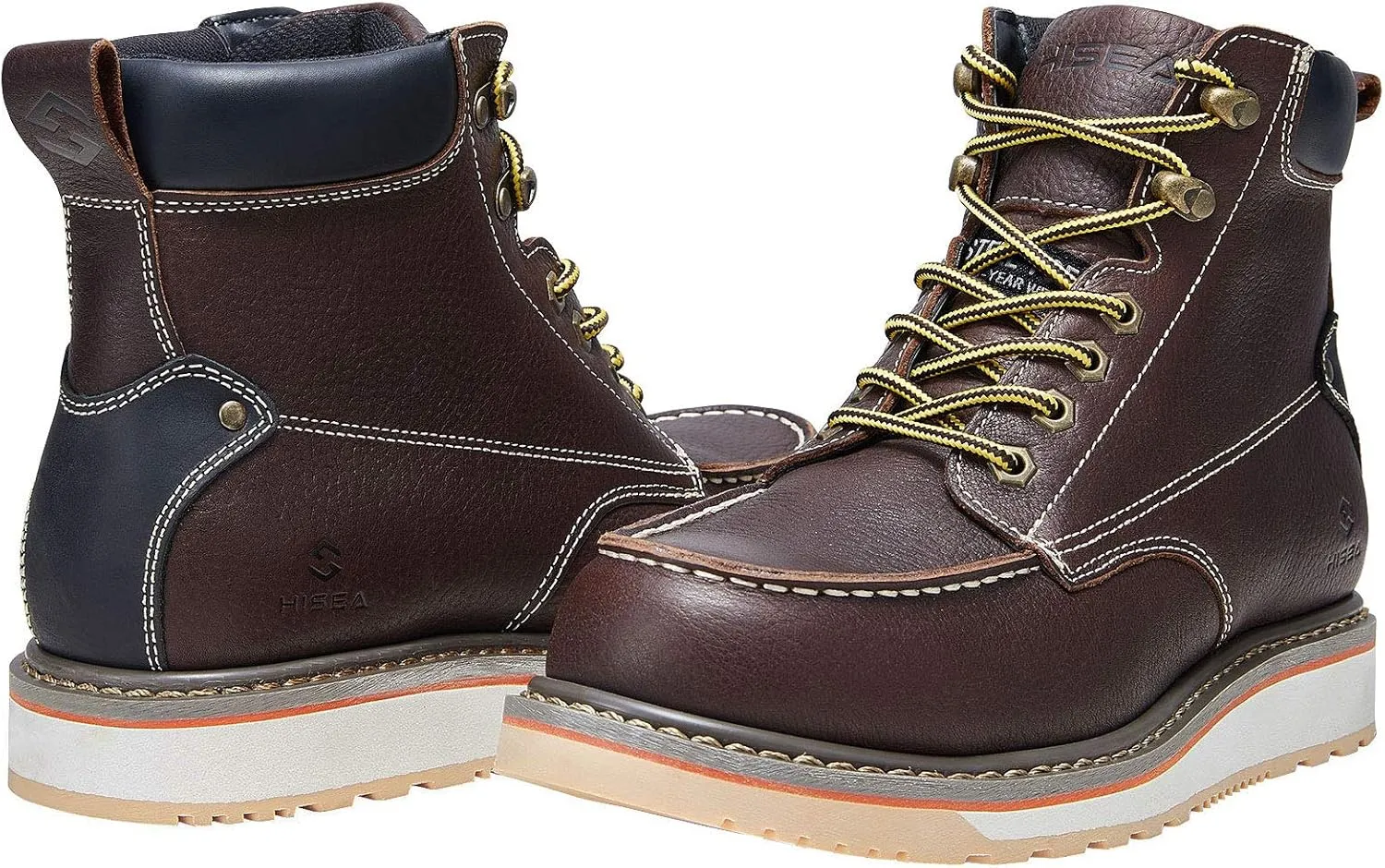 HISEA NINGO Work Boots for Men Steel/Soft Toe Boots, 6 Waterproof Slip Resistant Industrial & Construction Work Boots, Composite Toe Working Boots