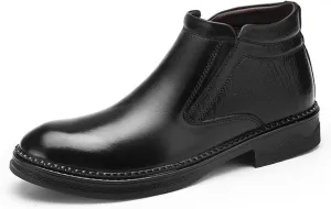 HOOENG Chelsea Boots for Men Crocodile Print Cowhide Leather Slip on Wearable Waterproof Non Slip Casual Classic
