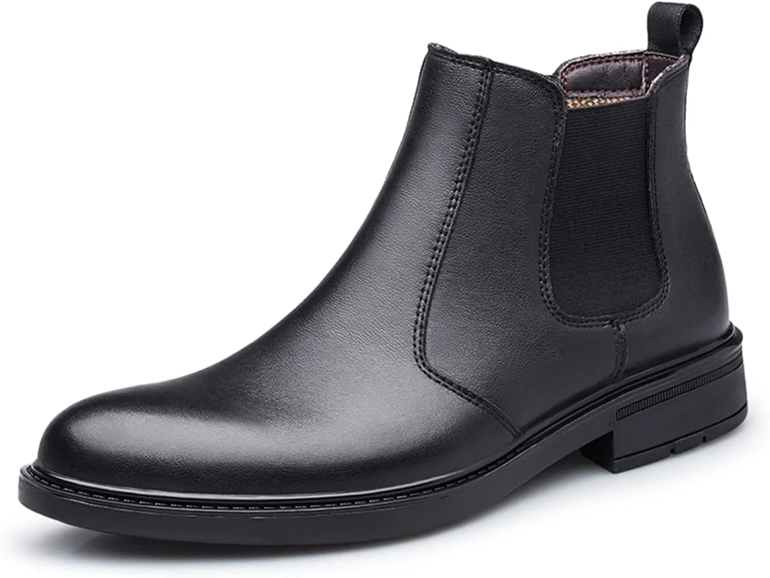 HOOENG Chelsea Boots for Men Elastic Bandage Vegan Leather Wearable Waterproof Slip on Anti-Slip Non Slip Casual Dress (Color : Black, Size : 9)