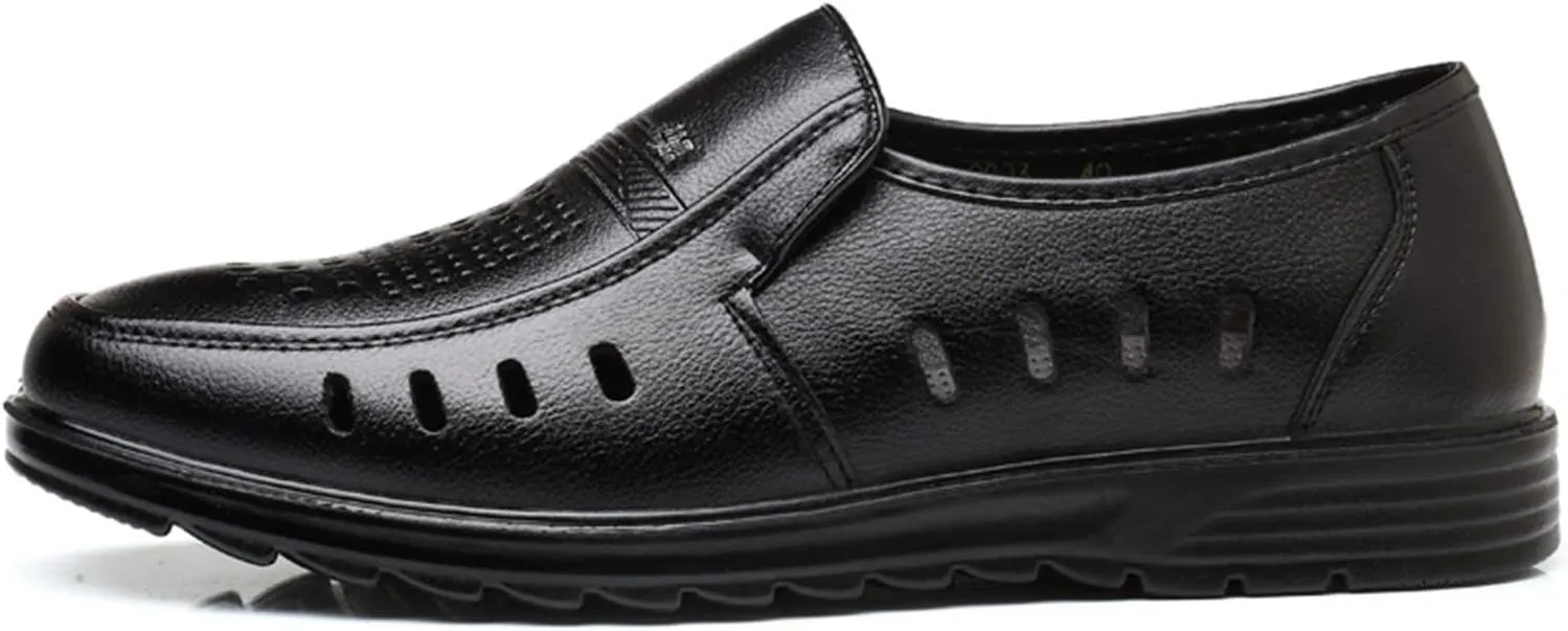 HOOENG Dress Oxford for Men Lace Up Breathable Round Apron Toe Vegan Leather Low Top Rubber Sole Non Slip Resistant Party