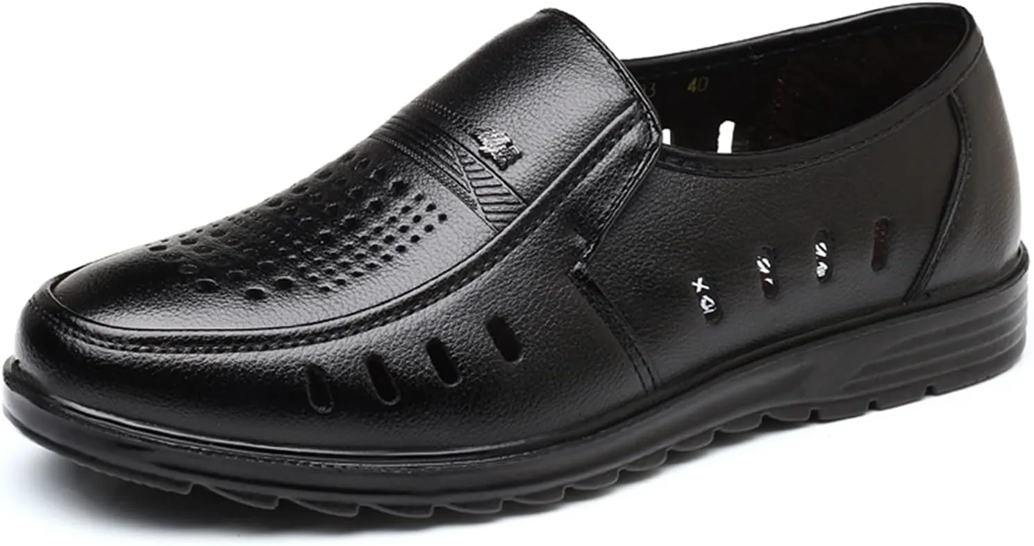 HOOENG Dress Oxford for Men Lace Up Breathable Round Apron Toe Vegan Leather Low Top Rubber Sole Non Slip Resistant Party