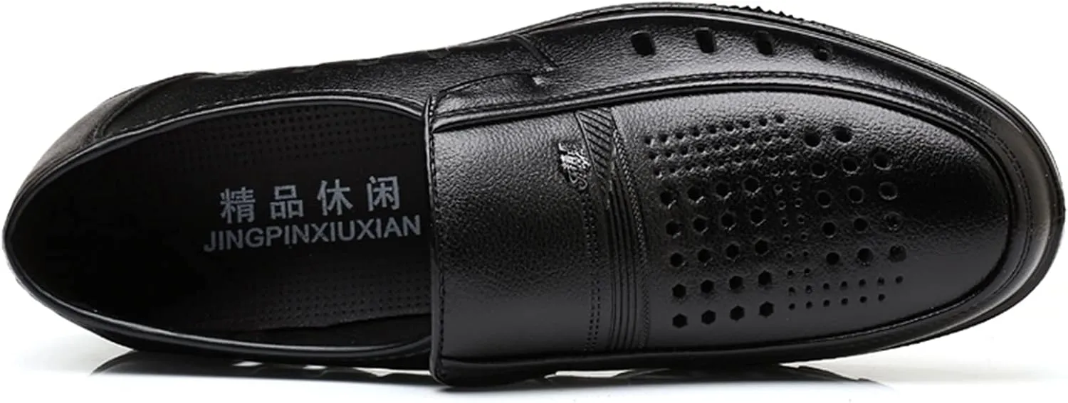 HOOENG Dress Oxford for Men Lace Up Breathable Round Apron Toe Vegan Leather Low Top Rubber Sole Non Slip Resistant Party