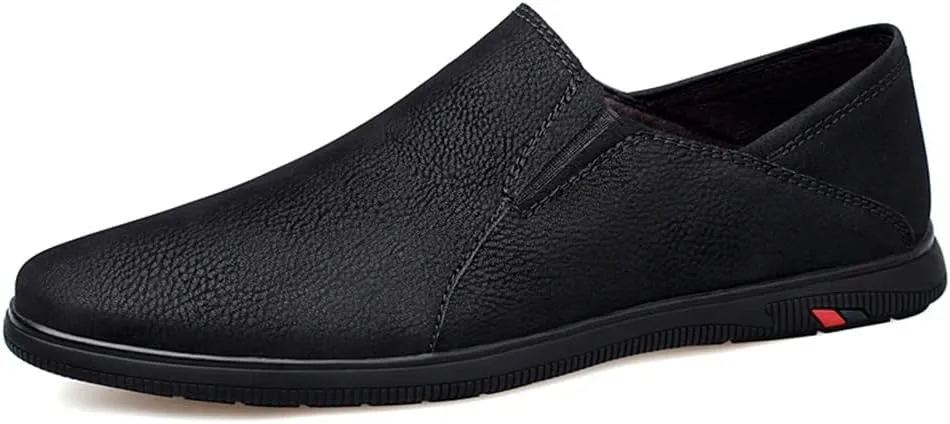 HOOENG Dress Oxford for Men Slip On Vegan Leather Solid Color Low Top Non Slip Resistant Block Heel Outdoor