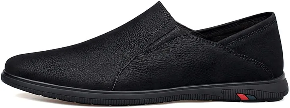 HOOENG Dress Oxford for Men Slip On Vegan Leather Solid Color Low Top Non Slip Resistant Block Heel Outdoor
