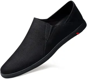 HOOENG Dress Oxford for Men Slip On Vegan Leather Solid Color Low Top Non Slip Resistant Block Heel Outdoor