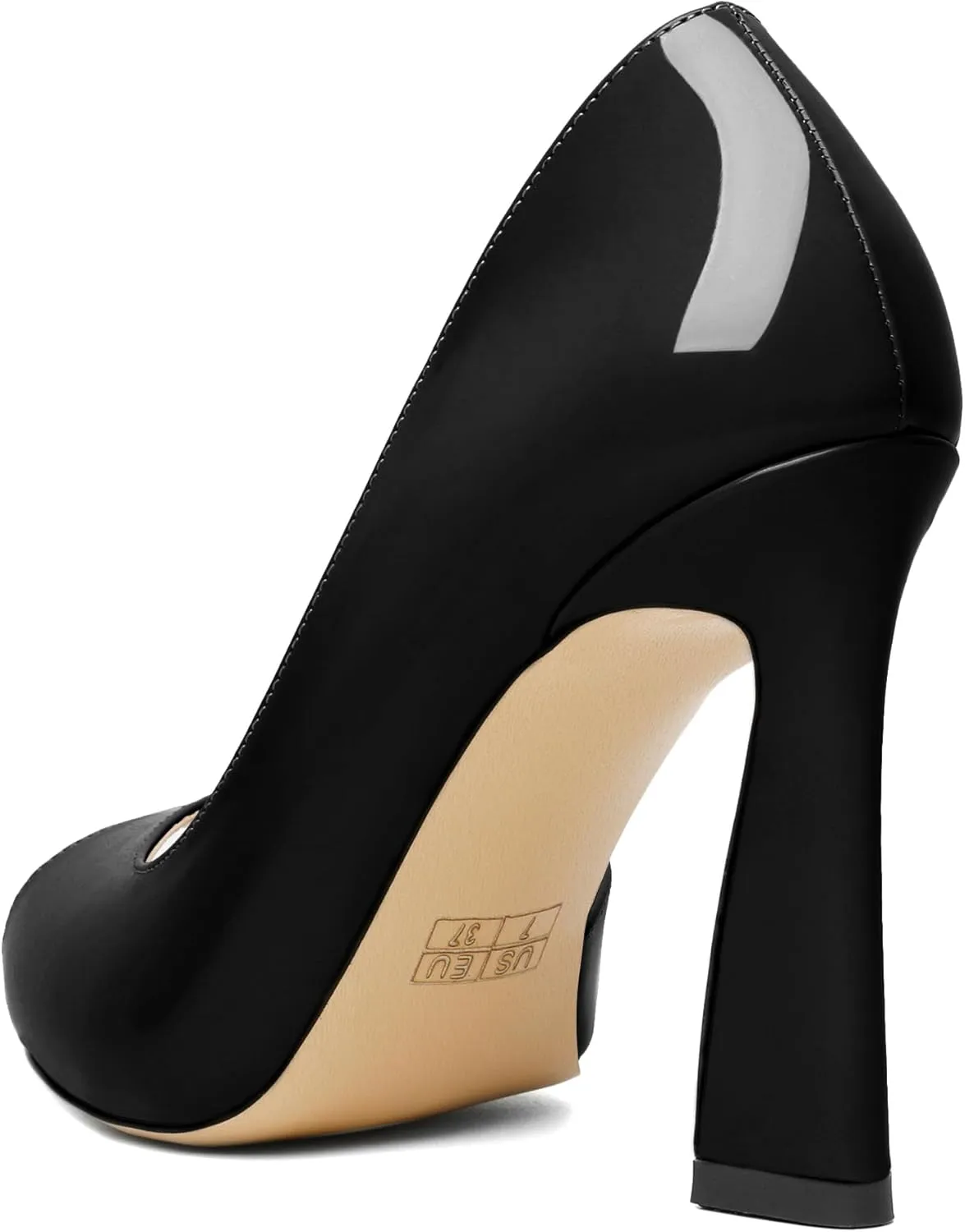 Joseywade Peep Toe High Heels for Women Stiletto Heel Pumps Slip-On Open Toe 4 Inch Flare Heel Dress Shoes