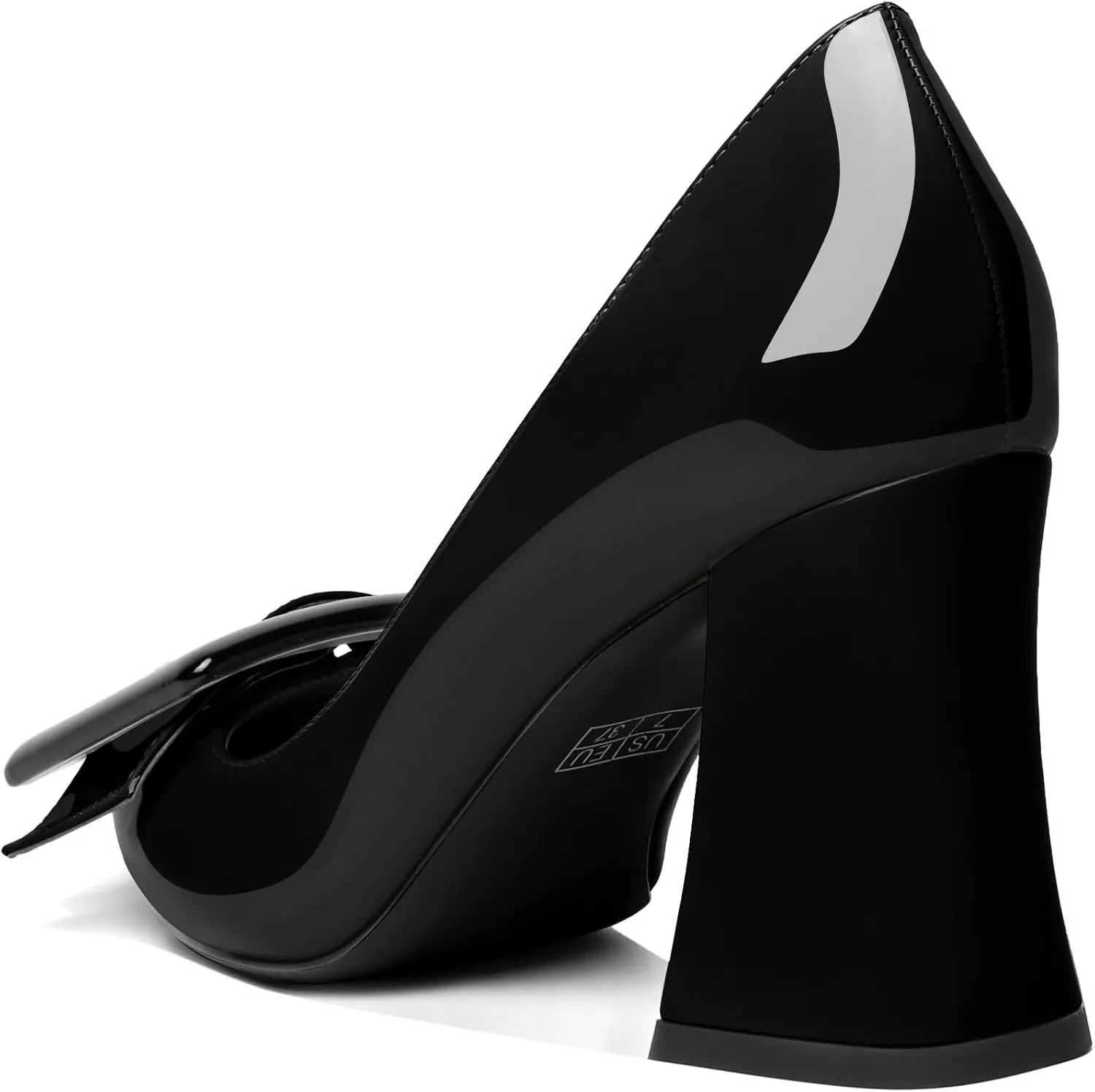 Joseywade Womens Chunky Heels High Block Heel Round Closed Toe Pumps Slip-on 3.5" Dress Shoes