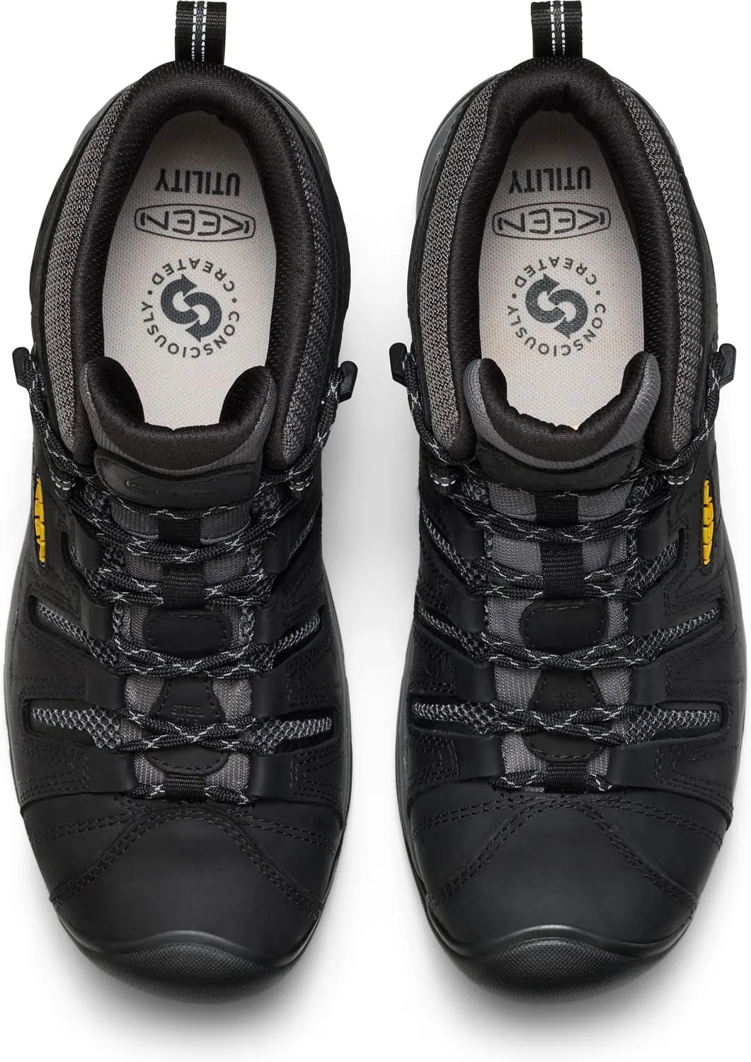 KEEN Utility Men's Flint 2 VersaTREAD Non Slip Mid Height Steel Toe Waterproof Work Boots, Black/Dark Shadow, 10.5 Wide