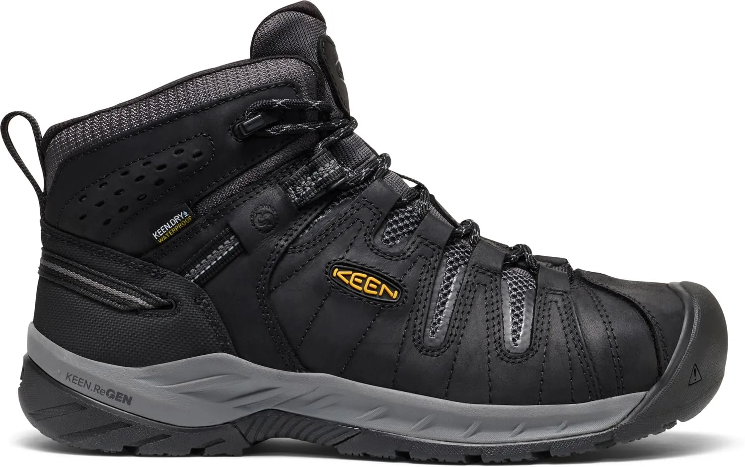 KEEN Utility Men's Flint 2 VersaTREAD Non Slip Mid Height Steel Toe Waterproof Work Boots, Black/Dark Shadow, 10.5 Wide