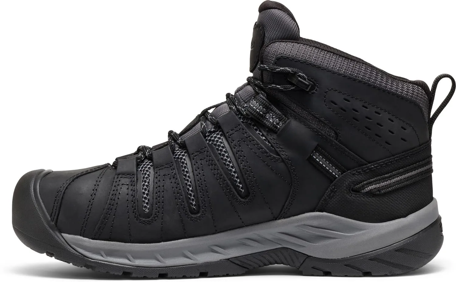 KEEN Utility Men's Flint 2 VersaTREAD Non Slip Mid Height Steel Toe Waterproof Work Boots, Black/Dark Shadow, 10.5 Wide