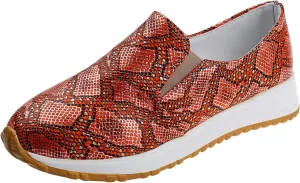 Ladies Fashion Print Leather Comfortable Thick Soled Casual Sports Shoes Flat Tennis Shoes (Brown, 9)