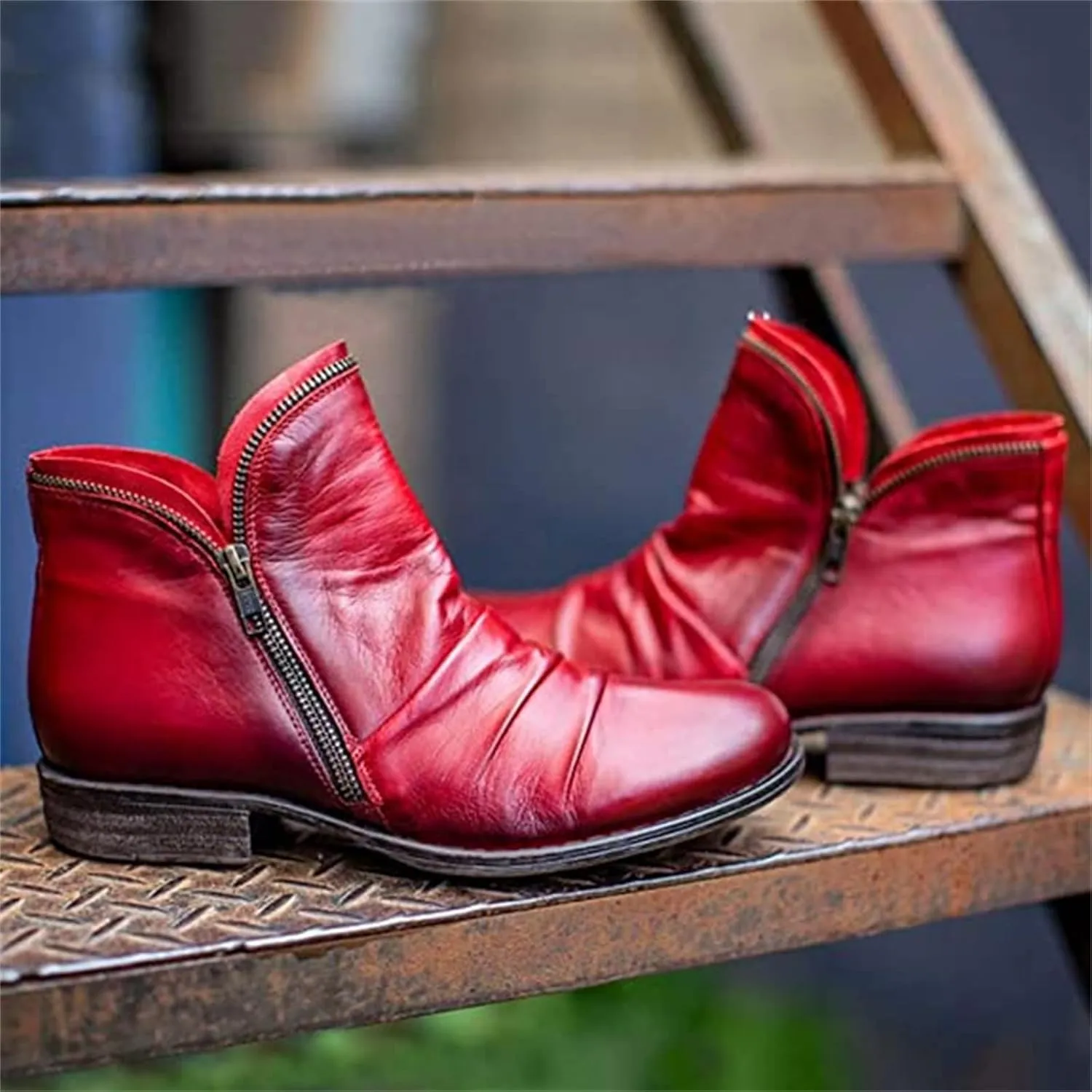 Ladmiple Boots For Women Ankle Booties Comfortable Walking Fashion Combat Boots Cowboy Cowgirl Western Short Booties
