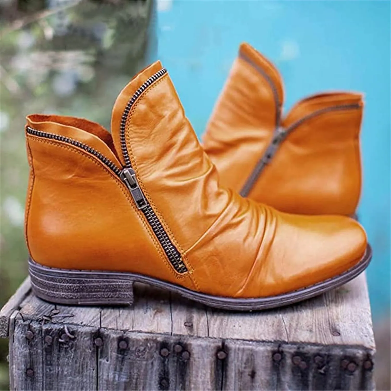 Ladmiple Boots For Women Ankle Booties Comfortable Walking Fashion Combat Boots Cowboy Cowgirl Western Short Booties