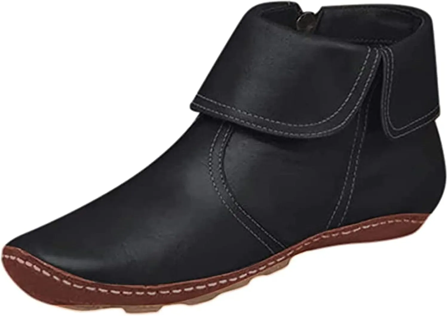 Ladmiple Boots For Women Ankle Booties Flat Heel Cowboy Western Fashion Cowgirl Combat Short Booties Walking Shoes 2024