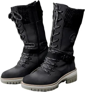 Ladmiple Combat Boots Womens Mid Calf Side Zipper Military Shoes Low Heel Motorcycle Riding Biker Western Dress Ankle Booties