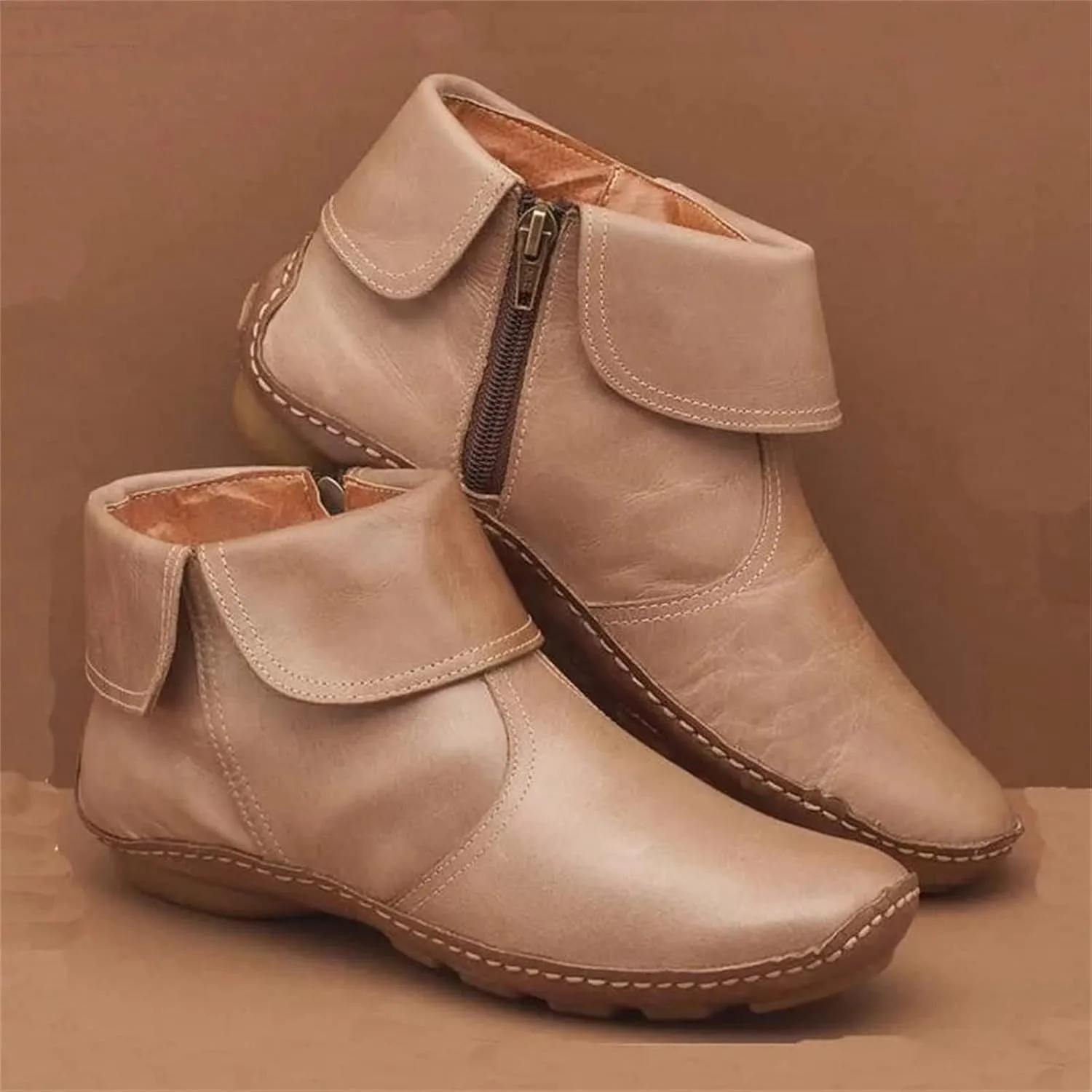 Ladmiple Cowboy Booties For Women Ankle Boots Fashion Short Cowgirl Western Retro Casual High Top Combat Walking Shoes