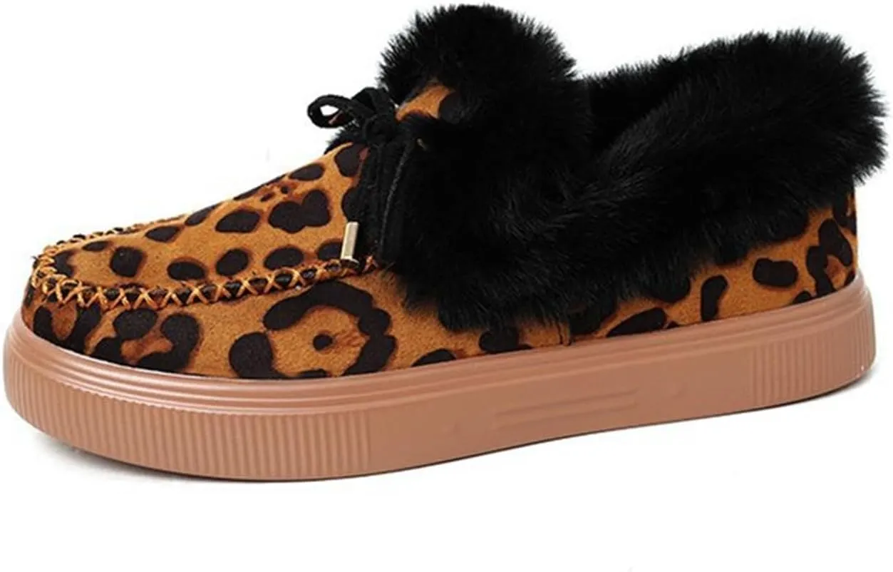 Ladmiple Snow Boots For Women Wide Faux Fur Lined Winter Ankle Booties Classic Slip On Fashion Casual Warm Walking Shoes