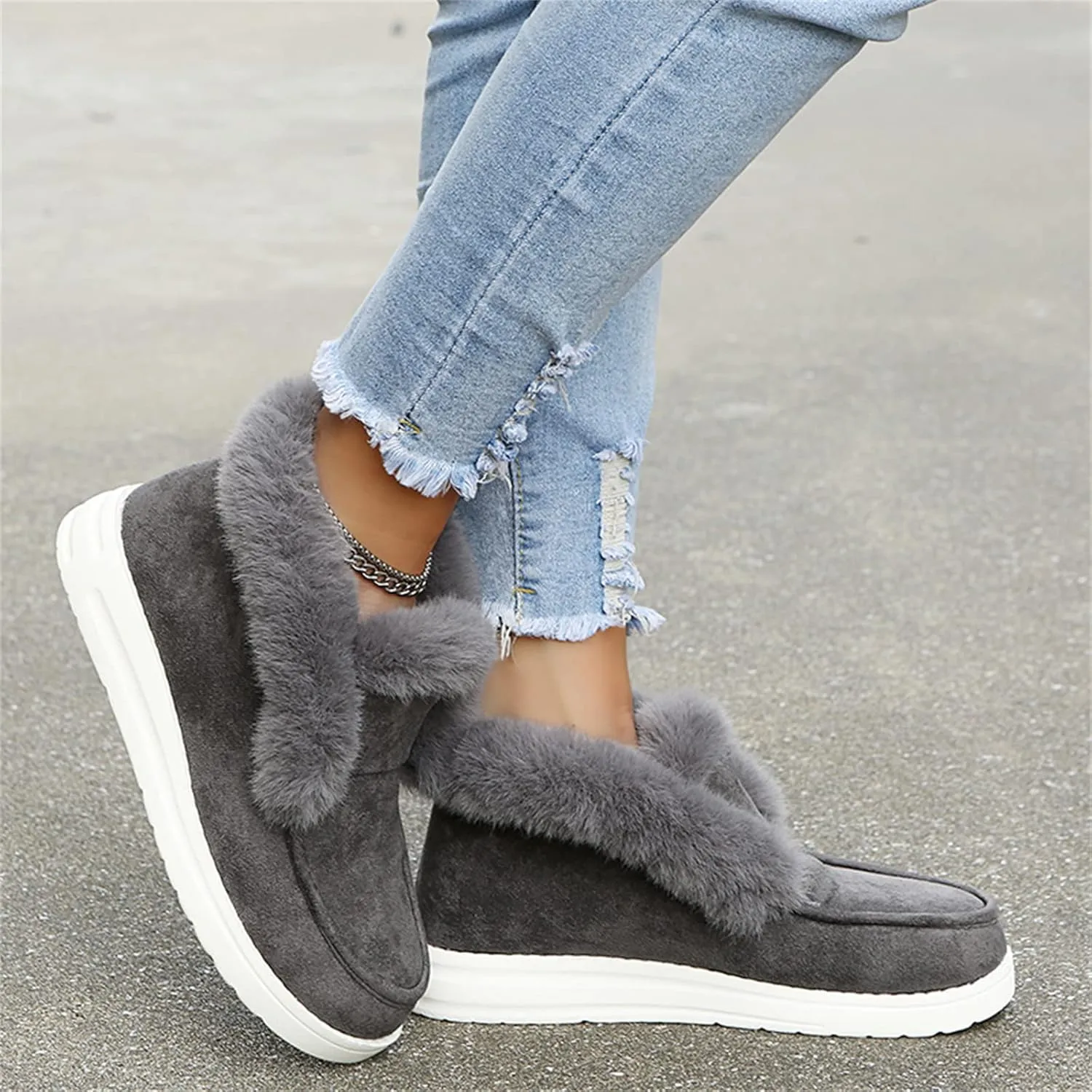 Ladmiple Winter Boots For Women Warm Snow Boots Winter Shoes with Fur Lined Slip On Comfortable Outdoor Ankle Booties
