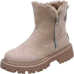 Ladmiple Winter Boots For Women Wide Width Snow Boots Classic Faux Fur Lined Slip On Ankle Booties Warm Walking Shoes