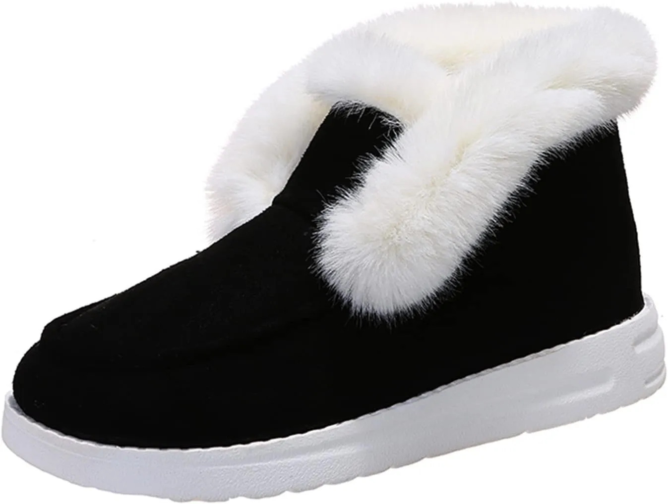 Ladmiple Winter Boots For Women With Fur Lined Slip On Warm Snow Ankle Booties Fashion Outdoor Comfortable Walking Shoes