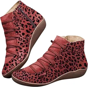Lausiuoe Boots For Women Ankle Booties Flat Short Boots Side Zipper Shoes Western Casual Dressy Fashion Boot Pull-On