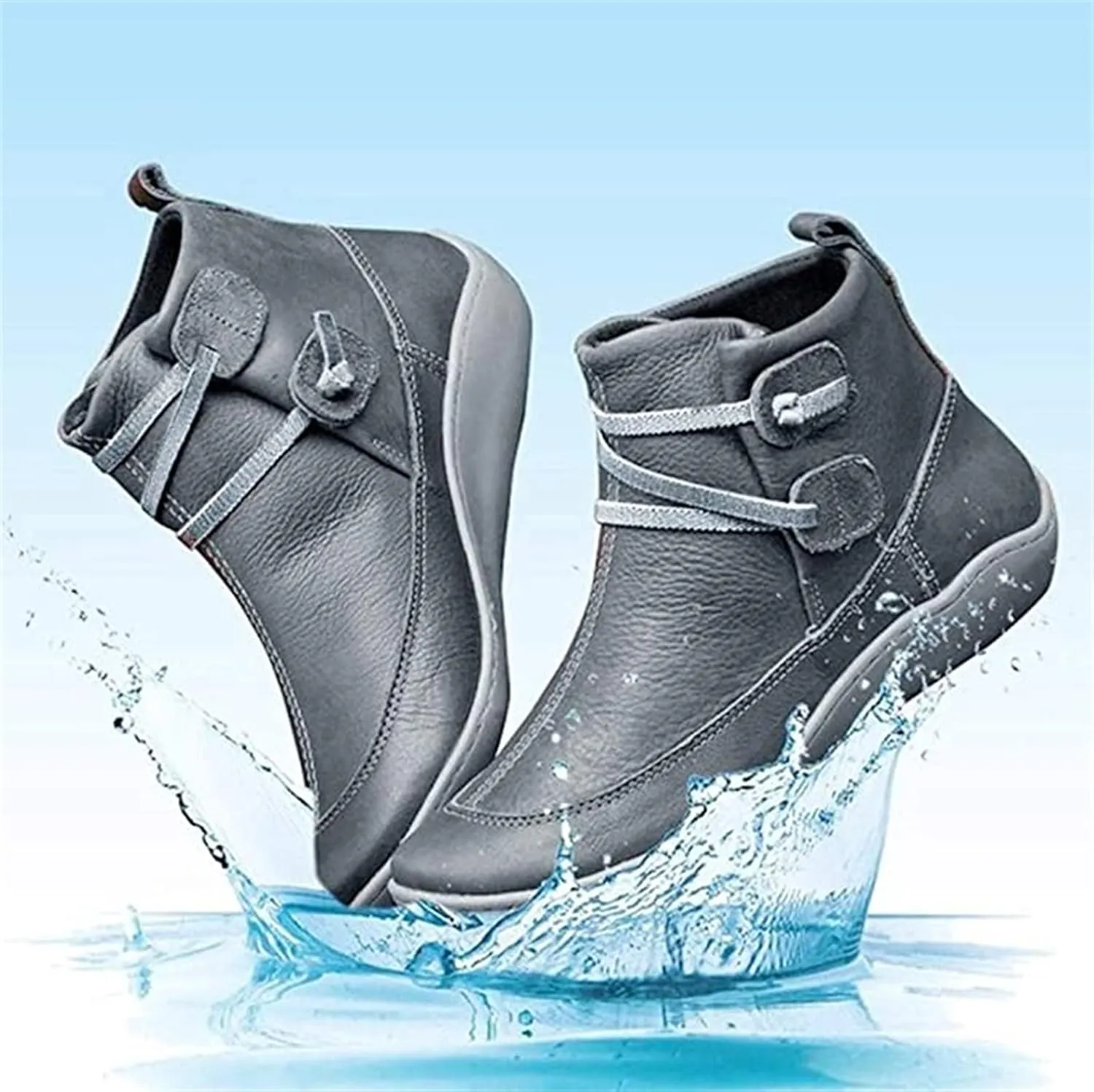 Lausiuoe Boots For Women Ankle Booties Flat Short Western Boots Lady Casual Dressy Elegant Booties Fashion Boot Pull-On