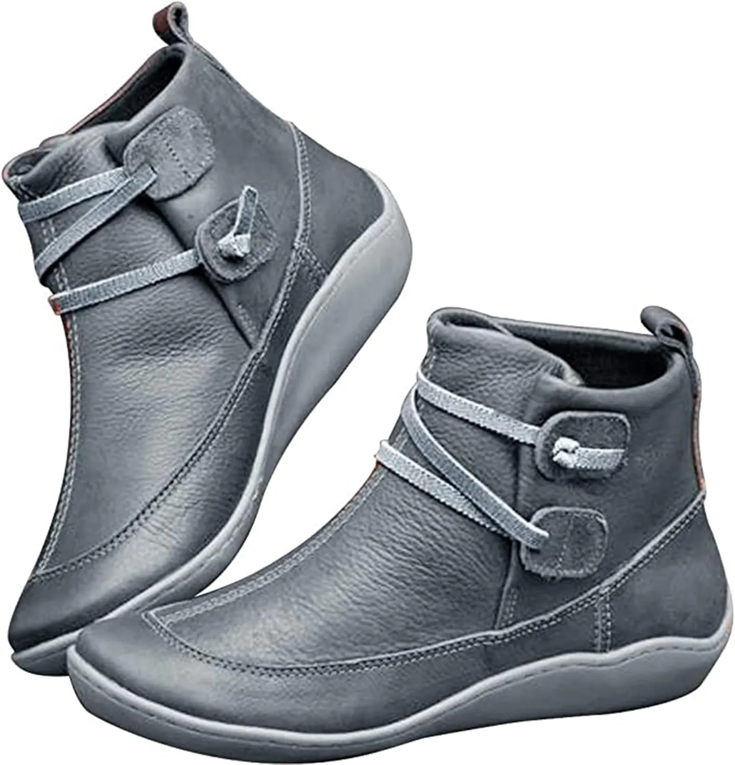 Lausiuoe Boots For Women Ankle Booties Flat Short Western Boots Lady Casual Dressy Elegant Booties Fashion Boot Pull-On