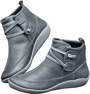Lausiuoe Boots For Women Ankle Booties Flat Short Western Boots Lady Casual Dressy Elegant Booties Fashion Boot Pull-On