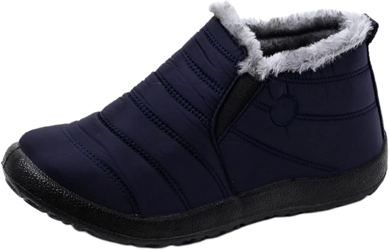 Lausiuoe Snow Boots For Women Waterproof Insulated Non Slip Winter Fur Lining Comfortable Outdoor Ankle Booties Shoes