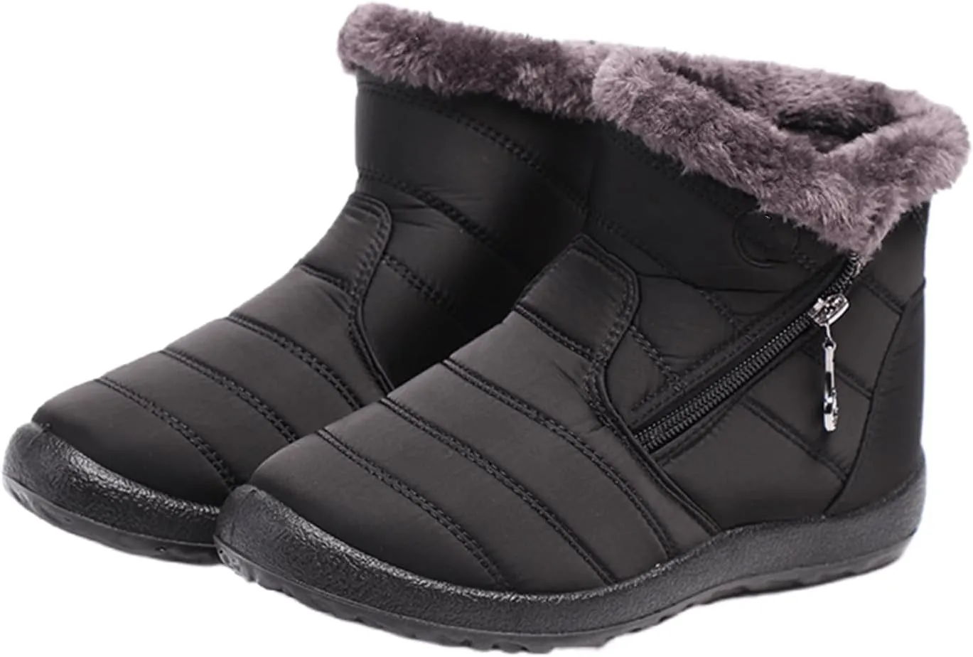 Lausiuoe Snow Boots For Women Waterproof Insulated Wide Width Warm Ankle Booties Comfortable Fur Lined Winter Shoes