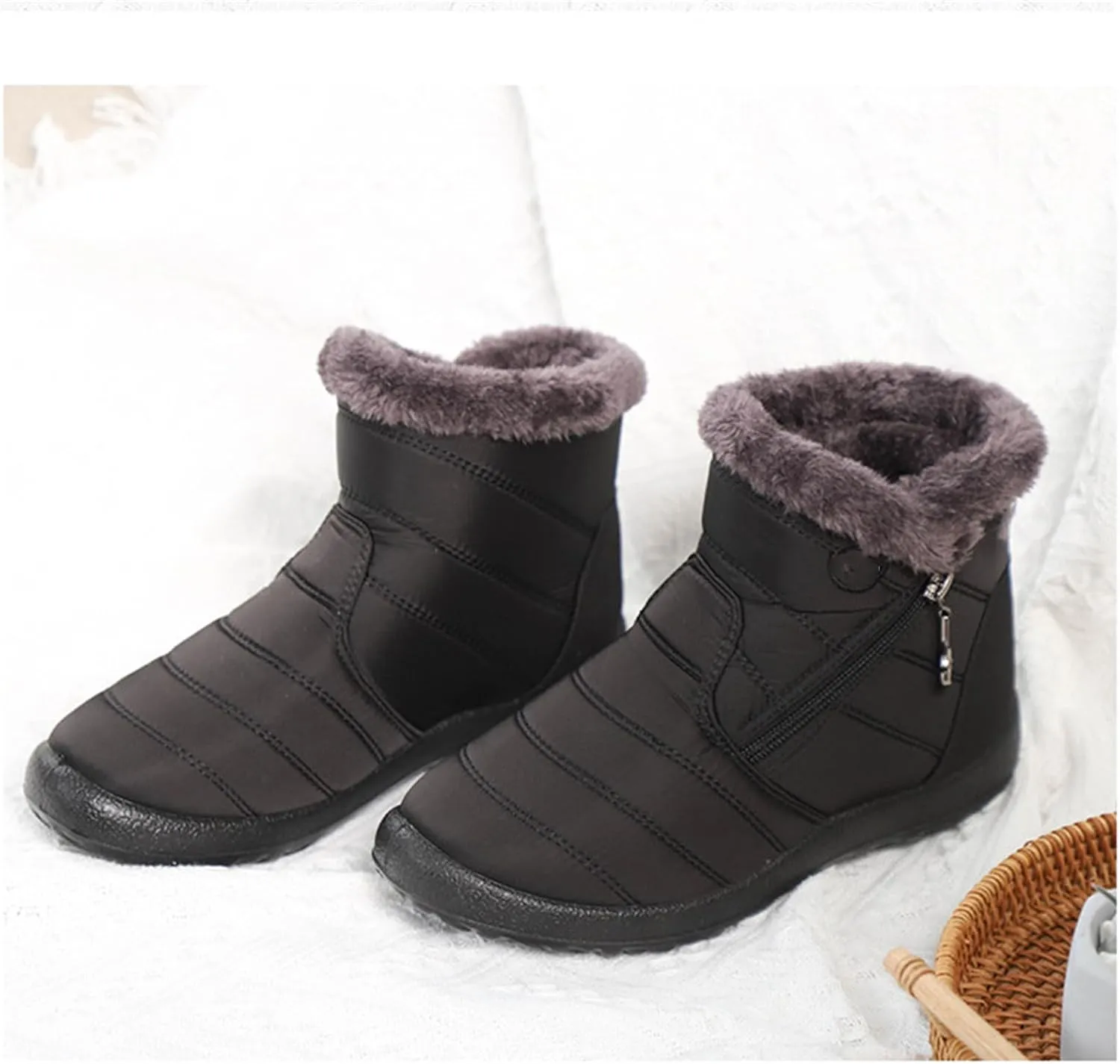 Lausiuoe Snow Boots For Women Waterproof Insulated Wide Width Warm Ankle Booties Comfortable Fur Lined Winter Shoes