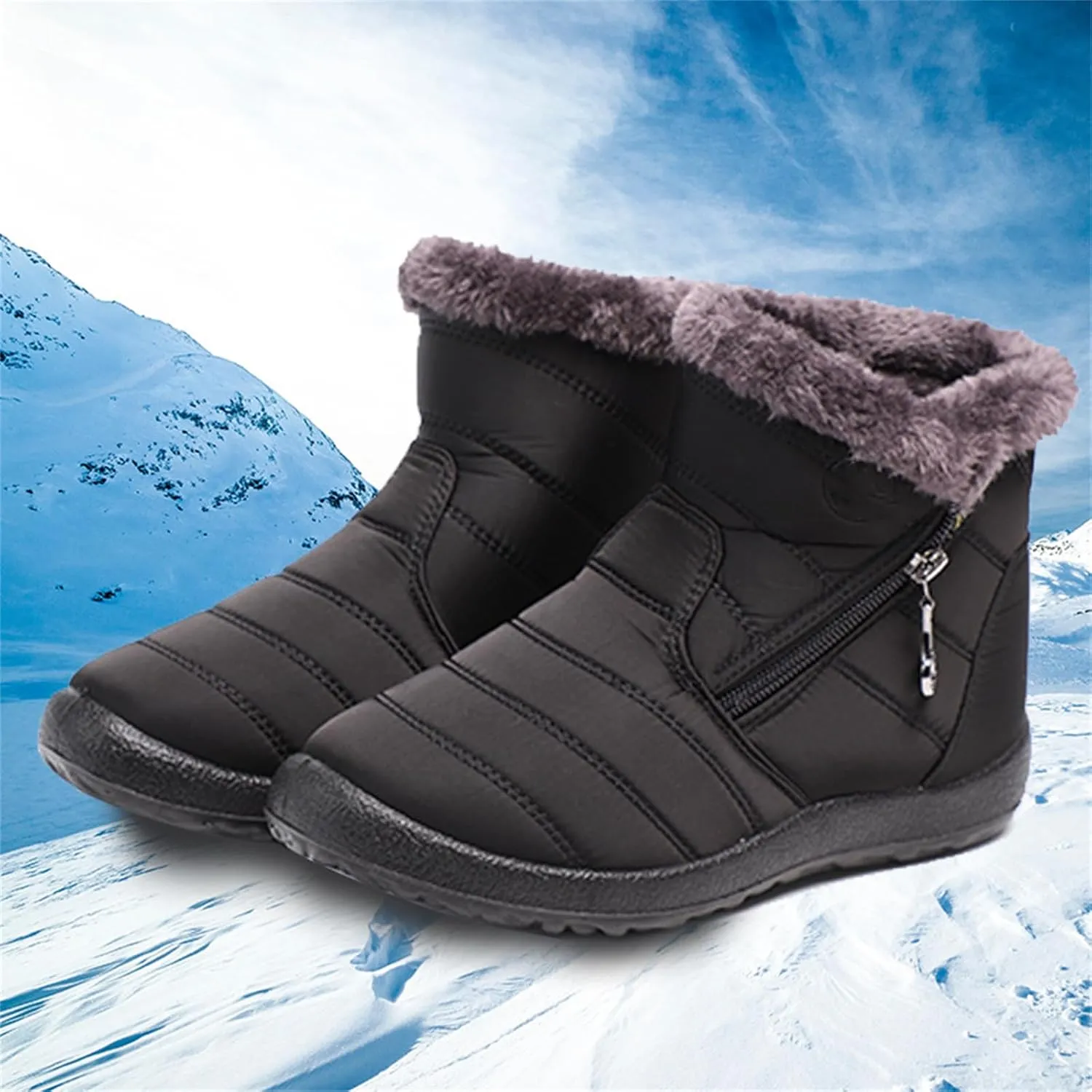 Lausiuoe Snow Boots For Women Waterproof Insulated Wide Width Warm Ankle Booties Comfortable Fur Lined Winter Shoes
