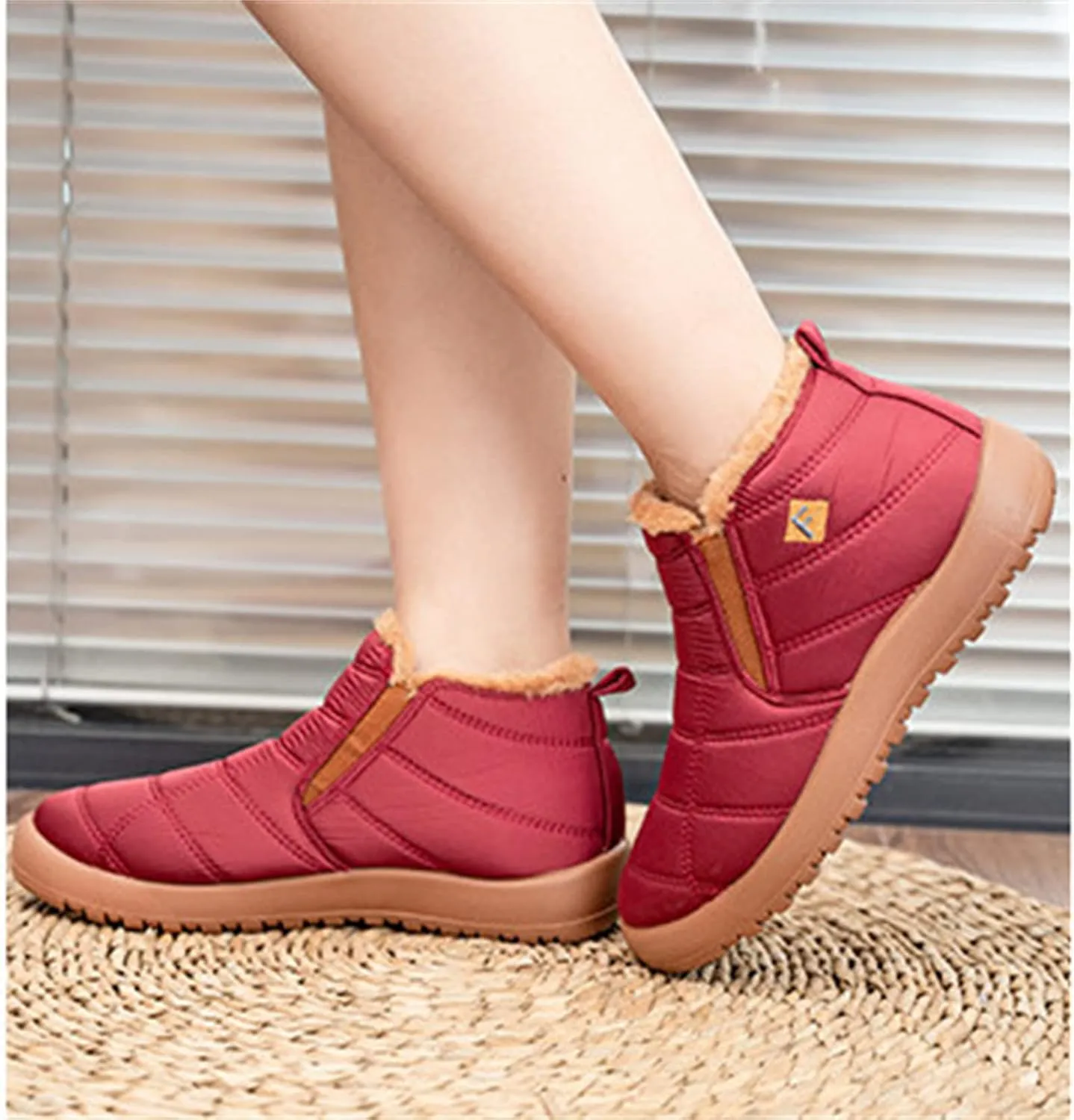 Lausiuoe Snow Boots For Women Waterproof Insulated Wide Width Winter Ankle Booties Fur Lining Slip On Outdoor Warm Shoes