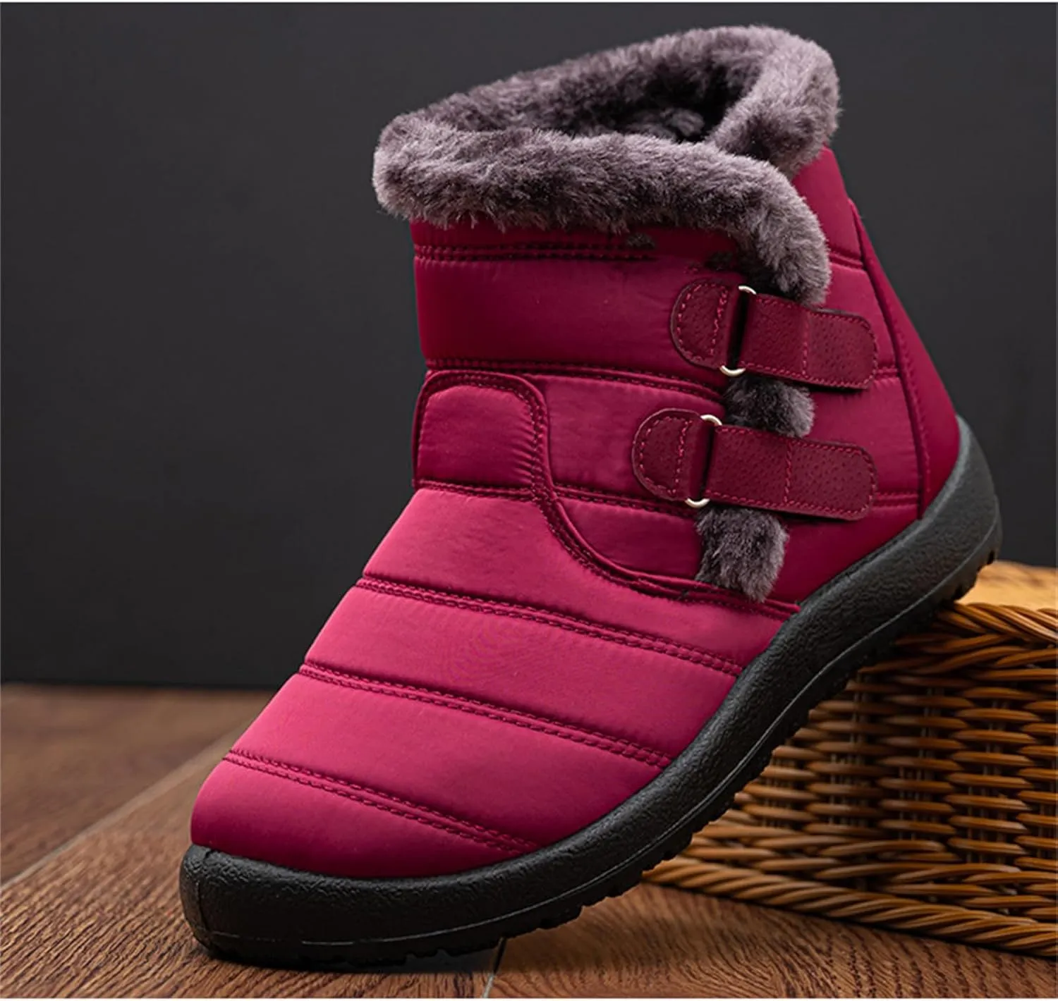 Lausiuoe Snow Boots For Women Waterproof Insulated Wide Width Winter Ankle Booties Warm Fur Lined Flat Outdoor Shoes