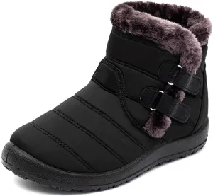 Lausiuoe Snow Boots For Women Waterproof Insulated Wide Width Winter Ankle Booties Warm Fur Lined Flat Outdoor Shoes