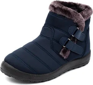 Lausiuoe Snow Boots For Women Waterproof Insulated Wide Width Winter Ankle Booties Warm Fur Lined Flat Outdoor Shoes