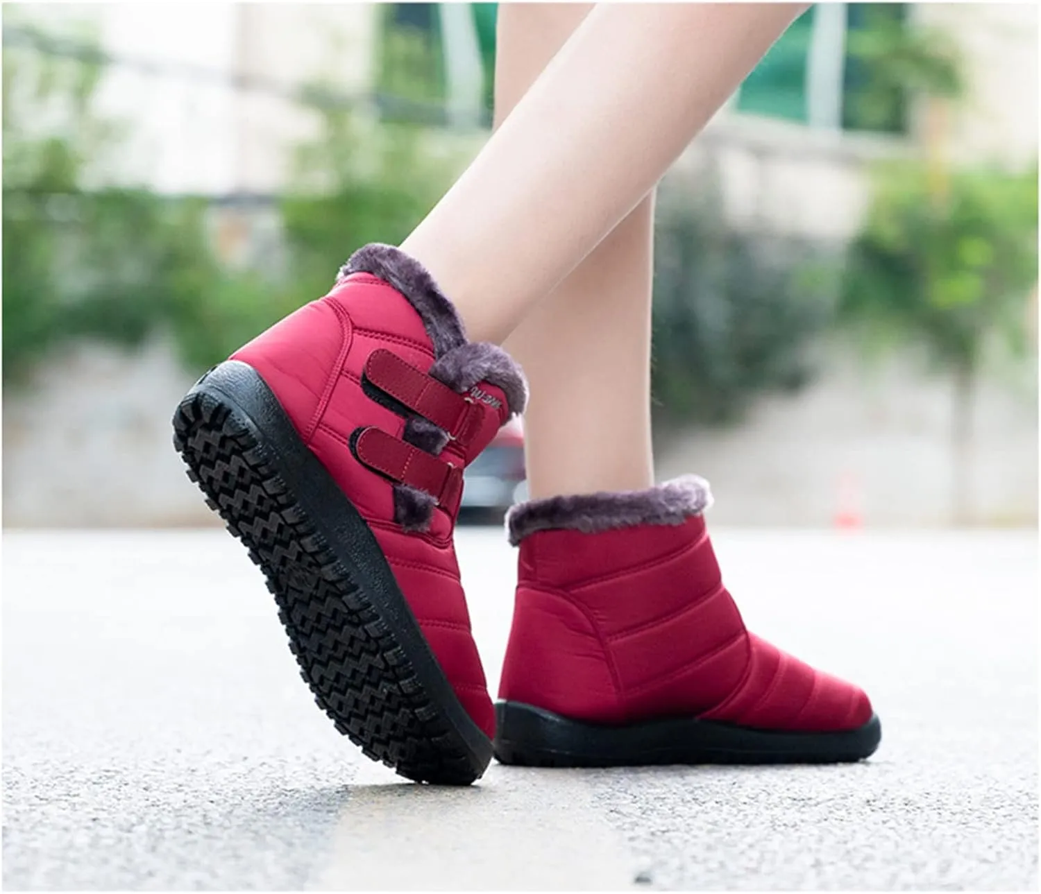 Lausiuoe Snow Boots For Women Waterproof Insulated Wide Width Winter Ankle Booties Warm Fur Lined Flat Outdoor Shoes