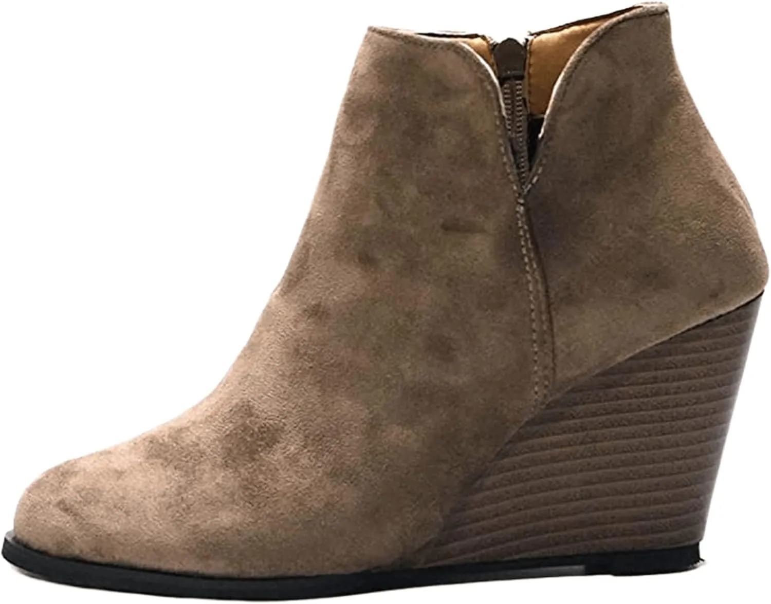 Lausiuoe Wedge Booties For Women Closed Toe Ankle Boots Low Heels Western Shoes Casual Dressy Platform Fall Booties