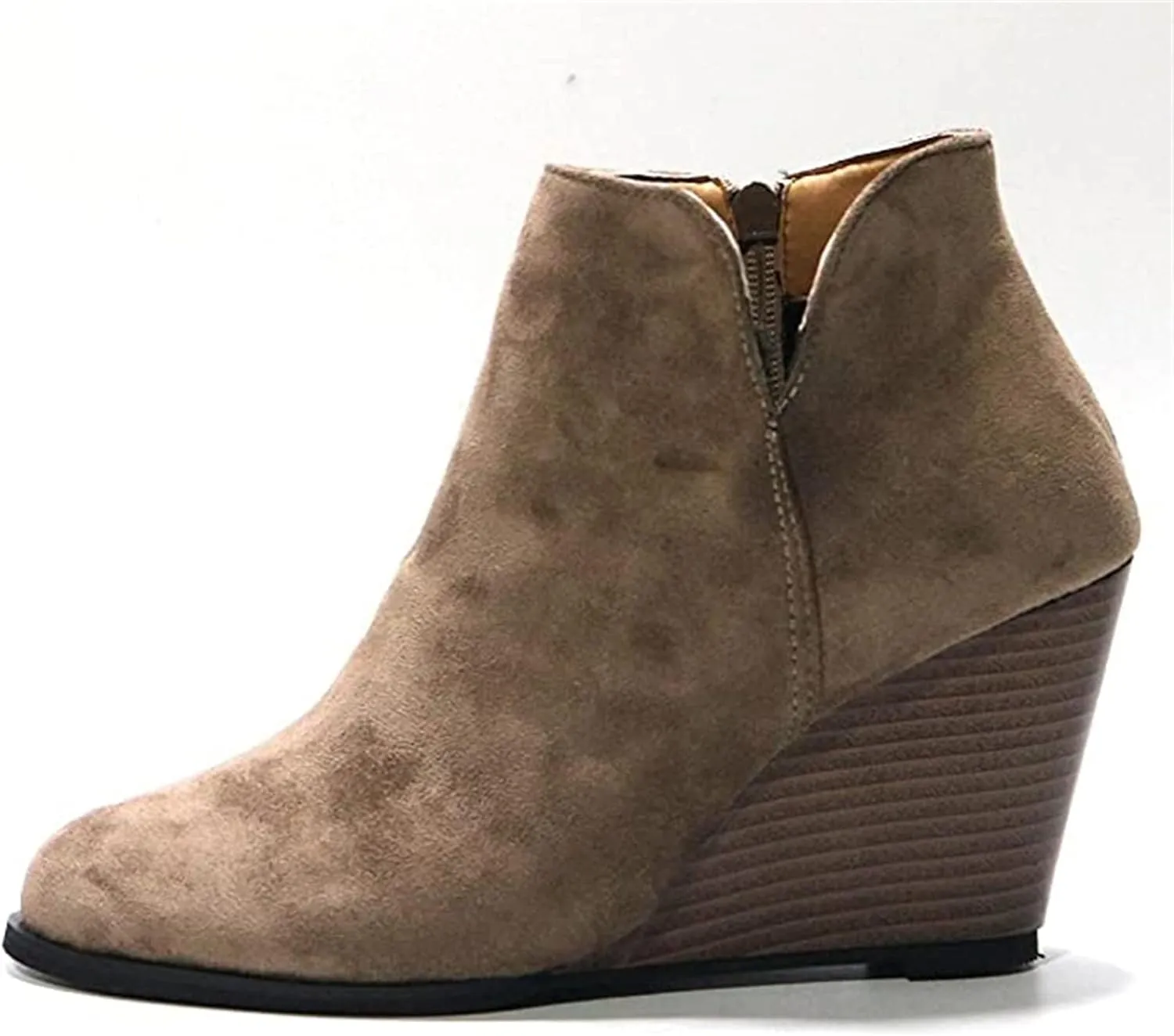 Lausiuoe Wedge Booties For Women Closed Toe Ankle Boots Low Heels Western Shoes Casual Dressy Platform Fall Booties
