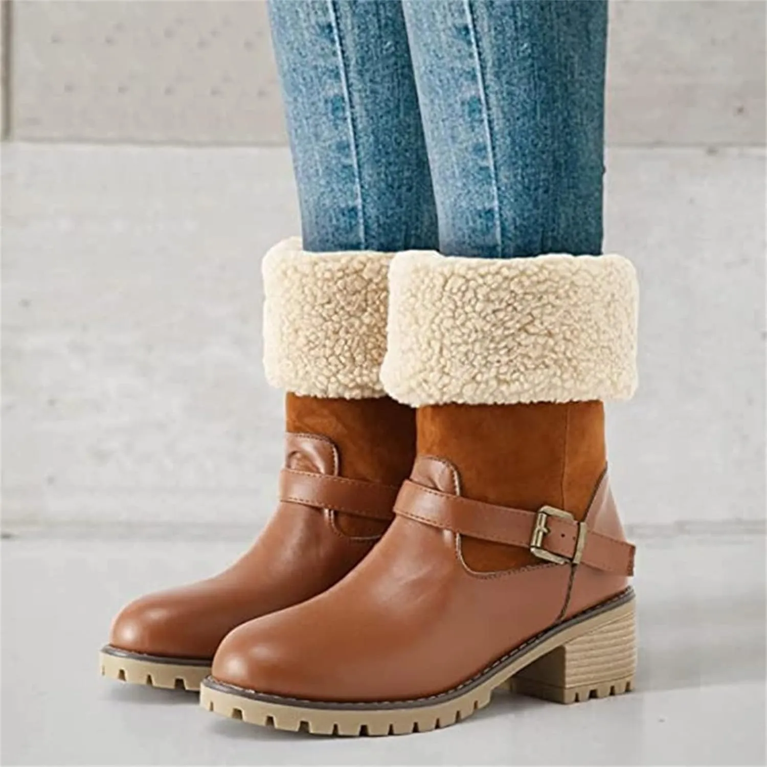 Lausiuoe Winter Boots For Women Fashion 2022 Womens Snow Boots With Warm Fur Lining Non Slip Fuzzy Booties Outdoor Platform Shoes