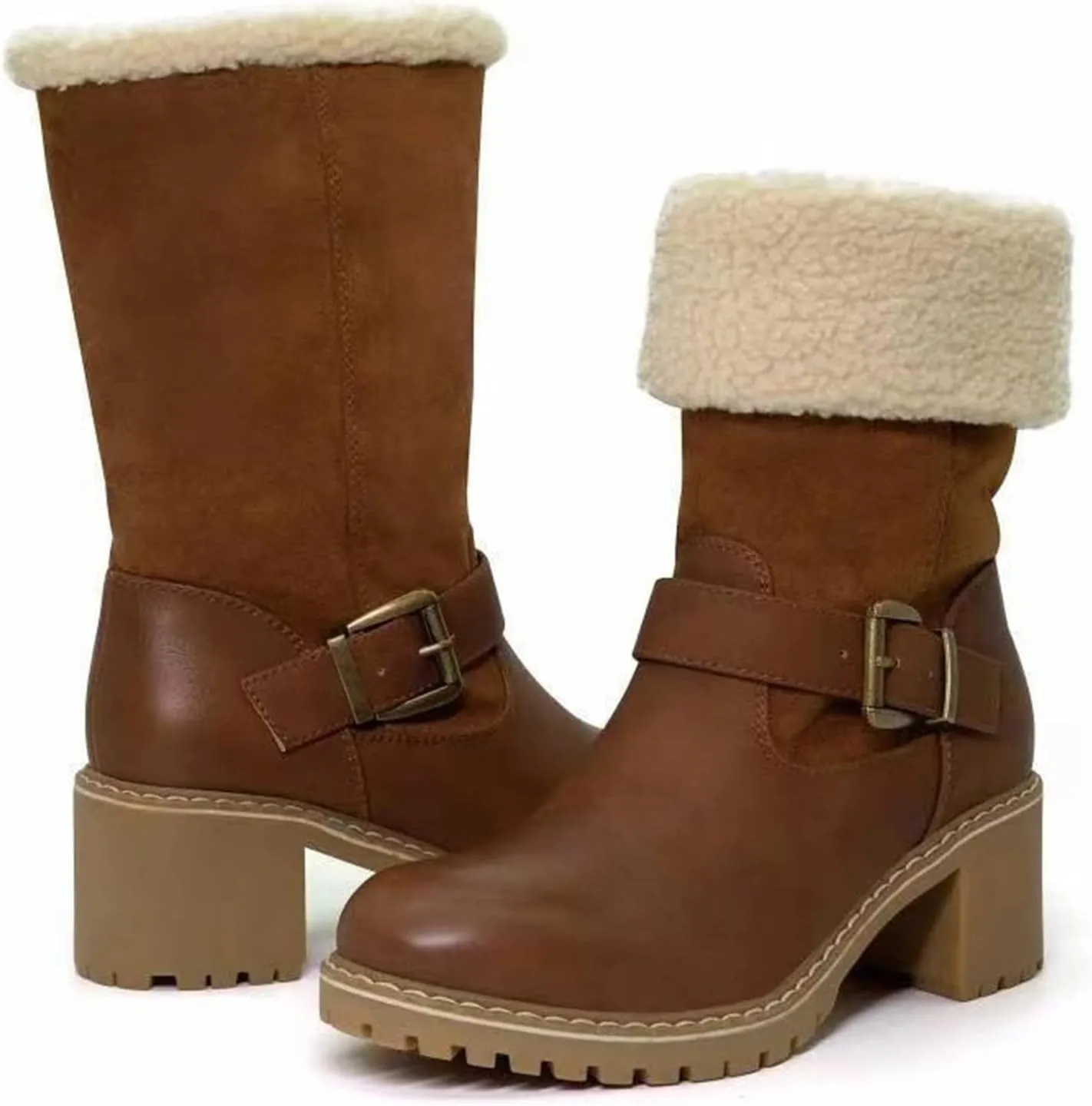 Lausiuoe Winter Boots For Women Fashion 2022 Womens Snow Boots With Warm Fur Lining Non Slip Fuzzy Booties Outdoor Platform Shoes