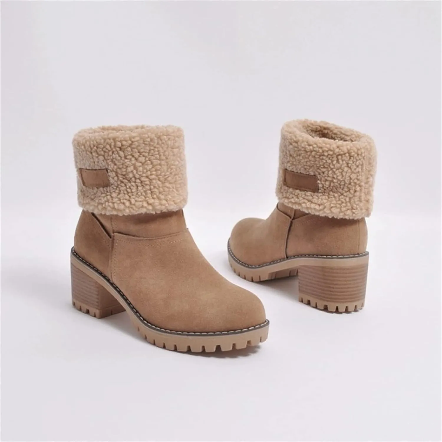 Lausiuoe Winter Boots For Women Fashion Wide Calf Snow Boots Fur Lined Warm Fuzzy booties Casual Outdoor Comfortable Shoes 2022