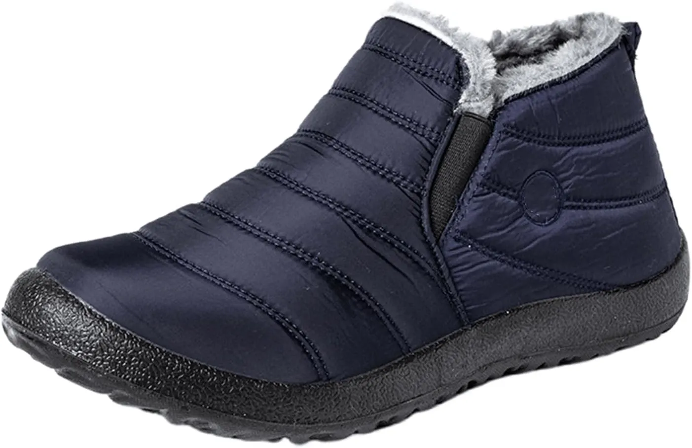 Lausiuoe Winter Boots For Women Waterproof Snow Non Slip Ankle Booties Fur Lined Warm Slip On Outdoor Comfortable Shoes