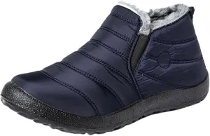 Lausiuoe Winter Boots For Women Waterproof Snow Non Slip Ankle Booties Fur Lined Warm Slip On Outdoor Comfortable Shoes