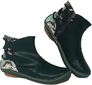Lausiuoe Womens Boots Ankle Low Heel Pump Ankle Boots Chunky Block Slip on Cutout Closed Toe Stacked Heel Booties Shoes