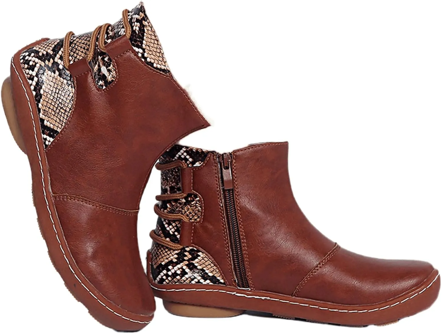 Lausiuoe Womens Boots Ankle Low Heel Pump Ankle Boots Chunky Block Slip on Cutout Closed Toe Stacked Heel Booties Shoes
